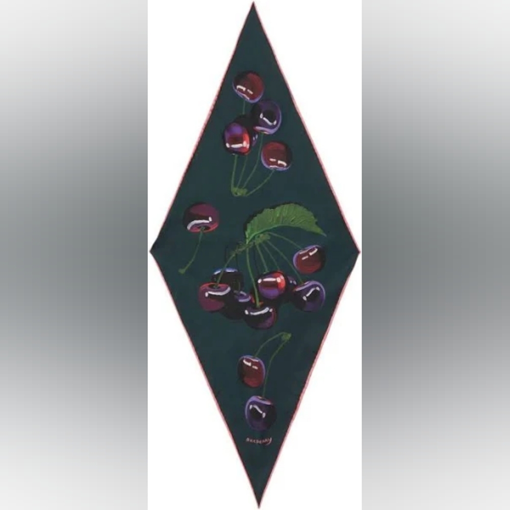 Burberry Cherry Silk Scarf in Ivy